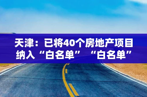 天津：已将40个房地产项目纳入“白名单” “白名单”项目已批授信78.2亿元