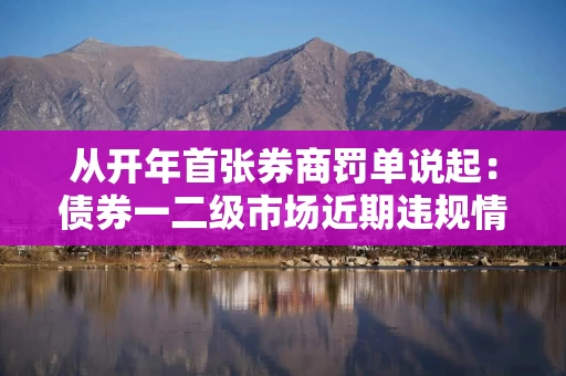 从开年首张券商罚单说起：债券一二级市场近期违规情况几何？