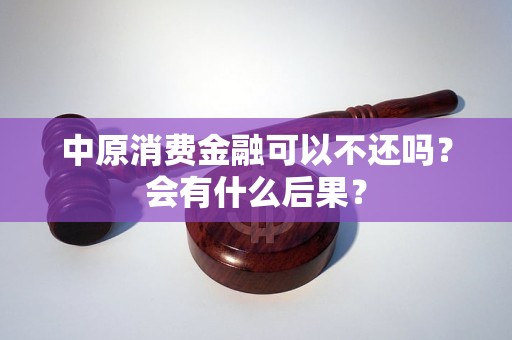 中原消费金融可以不还吗？会有什么后果？