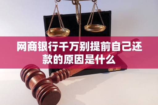 网商银行千万别提前自己还款的原因是什么