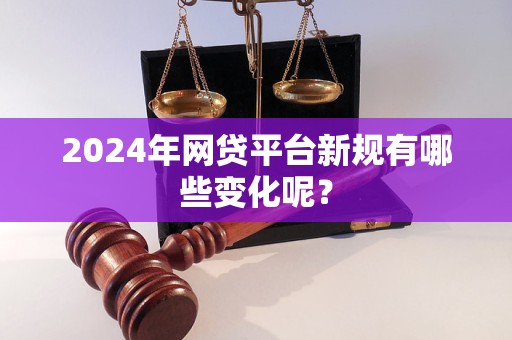 2024年网贷平台新规有哪些变化呢？