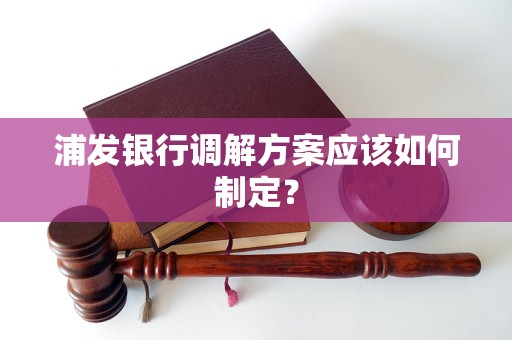 浦发银行调解方案应该如何制定？